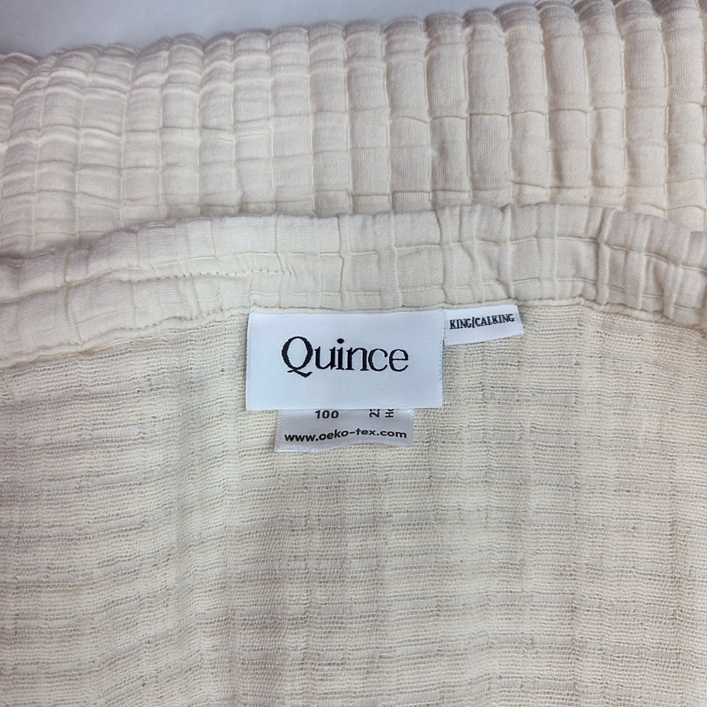 NWOT QUINCE Organic Ribbed Cotton Coverlet Set King/Cal King Ivory 4182 - Picture 10 of 11